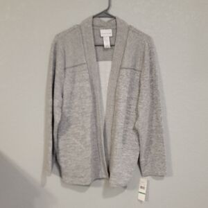 Alfred Dunner Heather Gray Open-Front Women’s Cardigan Size Large NWT